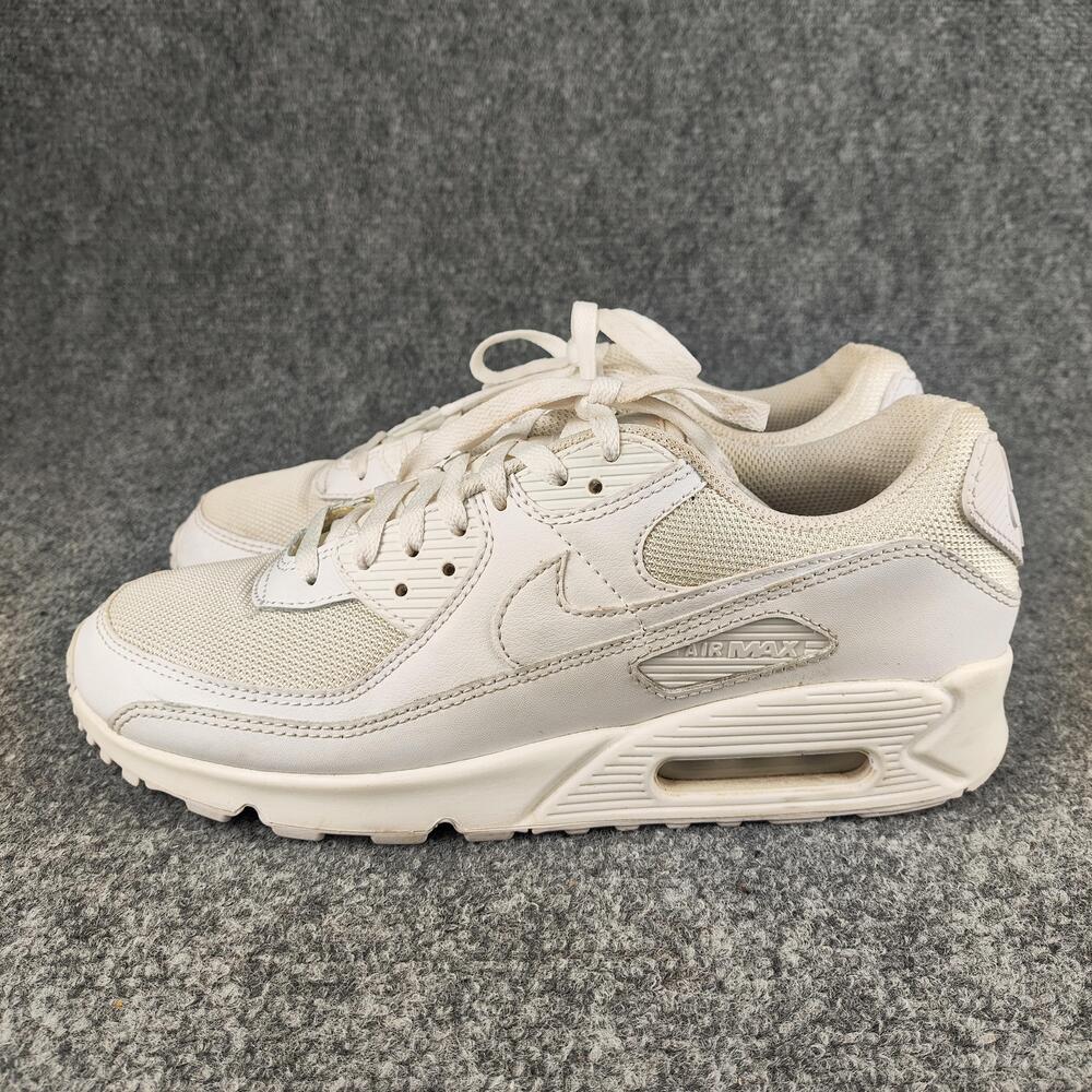 Nike Air Max 90 Shoes Mens Size 10 White Leather Running Sneakers CN8890-100